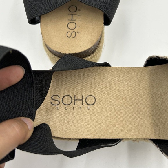 Soho Elite Sandals Womens Size 10 Faux‎ Snake Strappy Espadrille Platform Cork - Picture 6 of 11